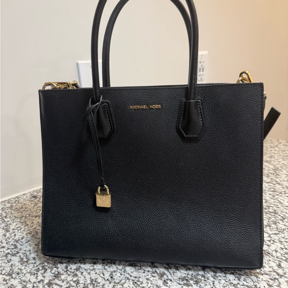Michael Kors Black Satchel with Gold Accents